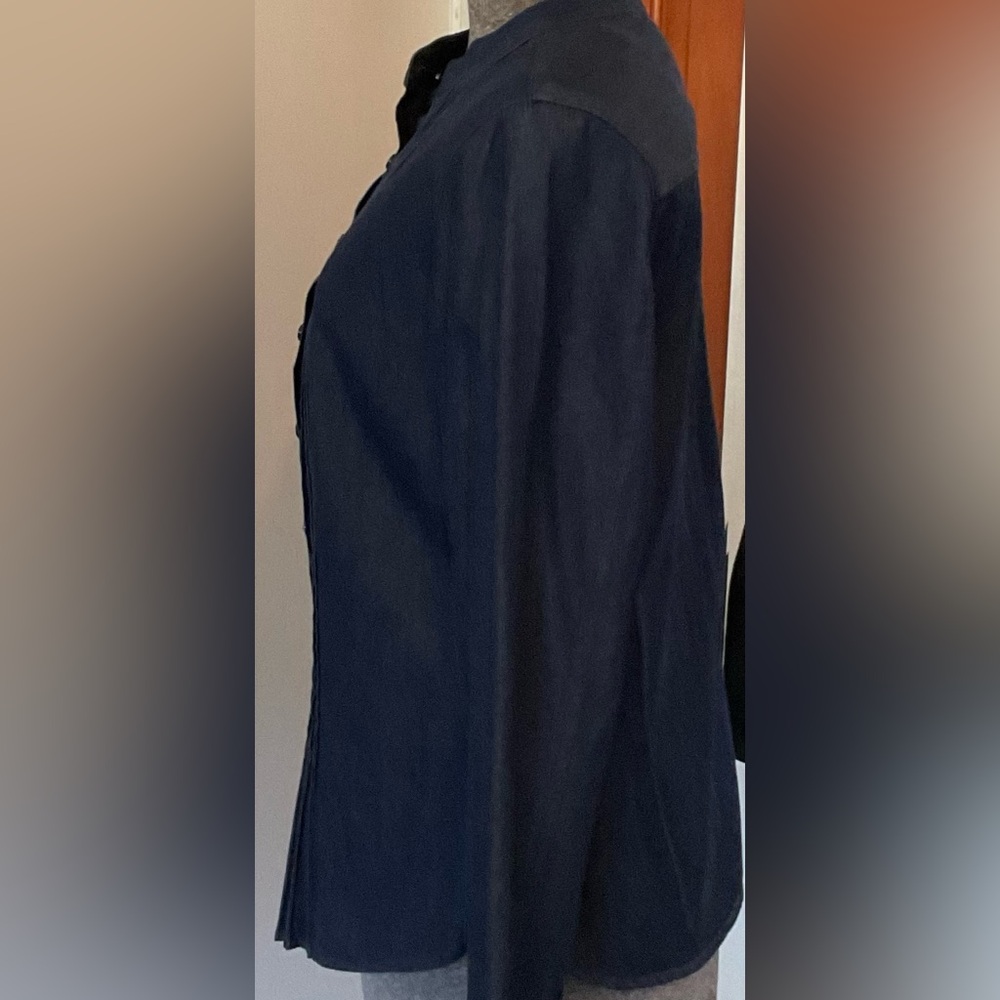 Westbound Denim Tuxedo Nehru Collar Shirt - Picture 2 of 11